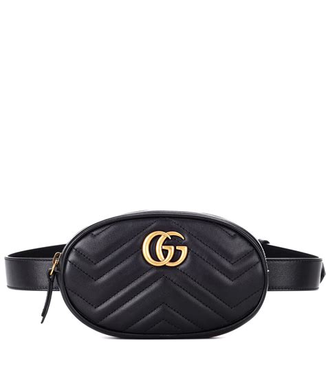 gucci beltbag black|Gucci black leather belt bag.